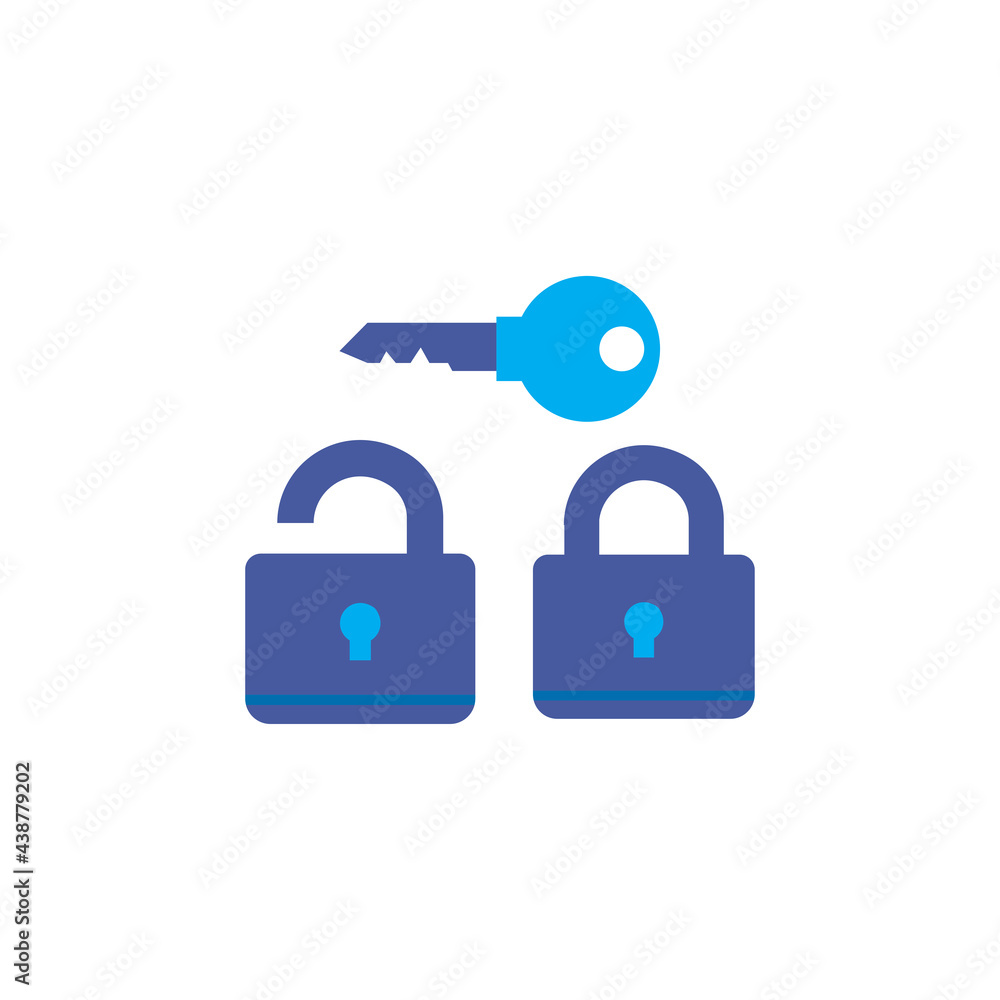 open padlock icon, padlock key logo. secure open padlock icon, padlock key logo. secure