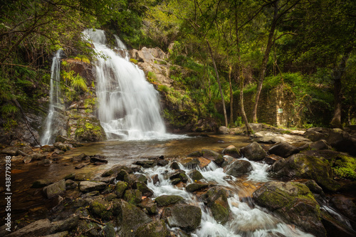 Natural Cabreia waterfall in Portuguese forest