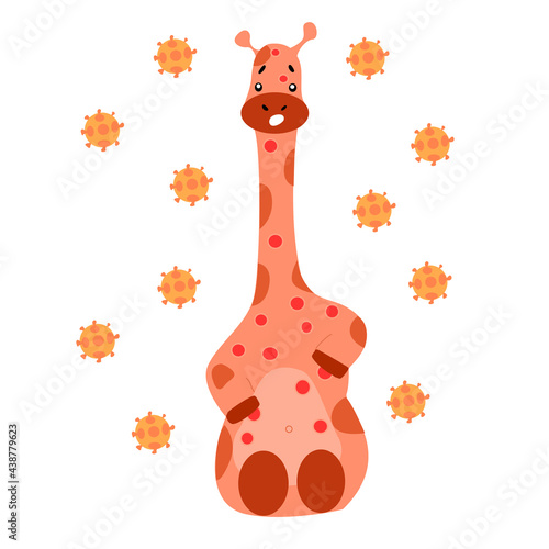 Giraffe gets chickenpox and itches.