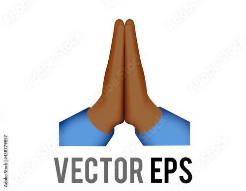 vector two dark skin tone hands placed together, thank you or pray icon
