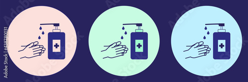 Set of icons disinfection hands