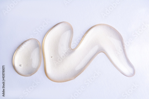 Cosmetic gel product on white background. Texture and background