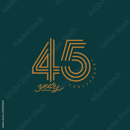 45 years anniversary pictogram vector icon, 45th year birthday logo label.
