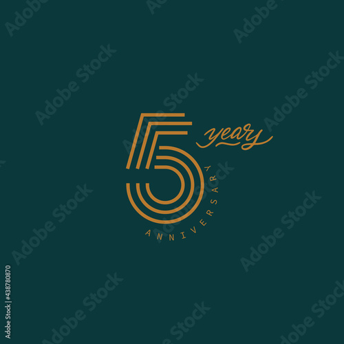 5 years anniversary pictogram vector icon, 5th year birthday logo label.