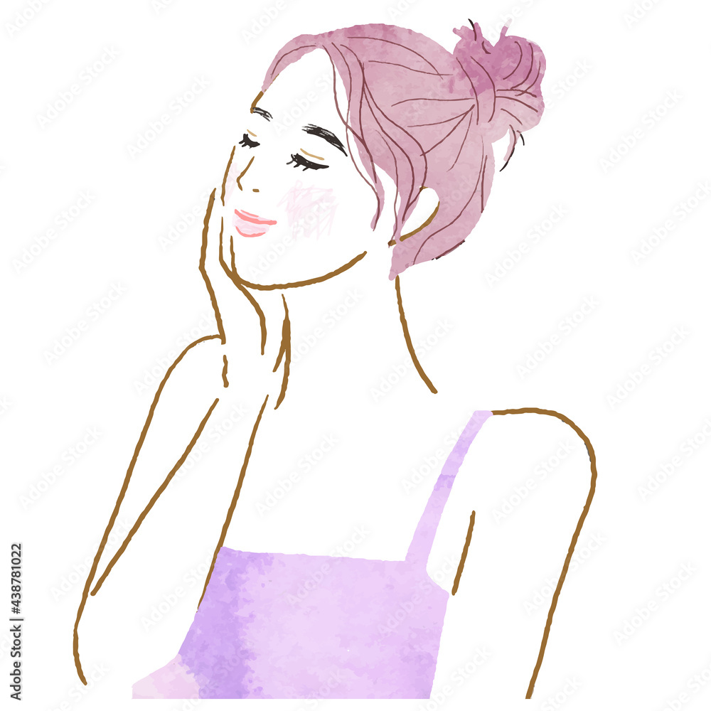 美容系女性の水彩ベクターイラスト Stock Vector Adobe Stock