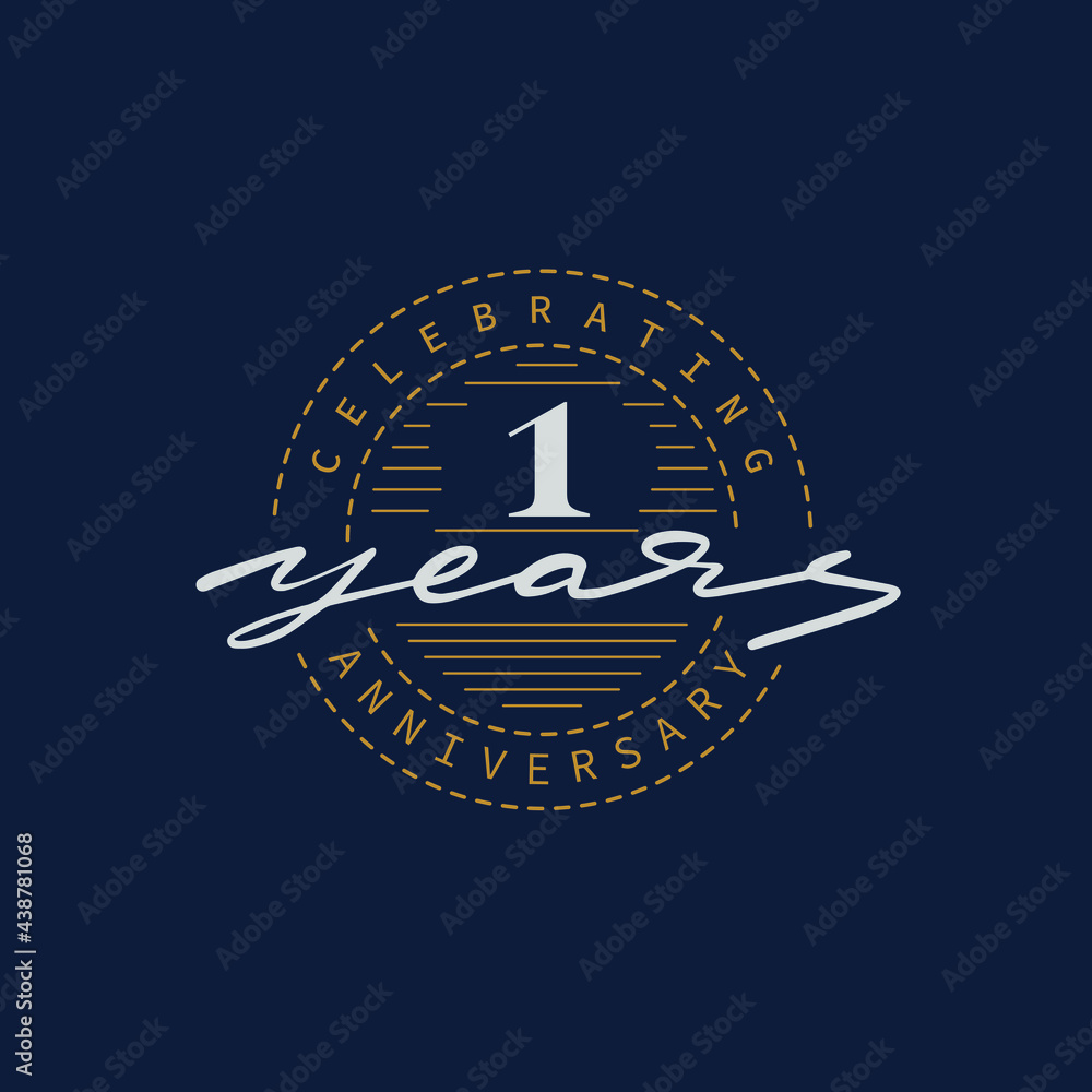 Fototapeta premium 1 years anniversary pictogram vector icon, 1th year birthday logo label.