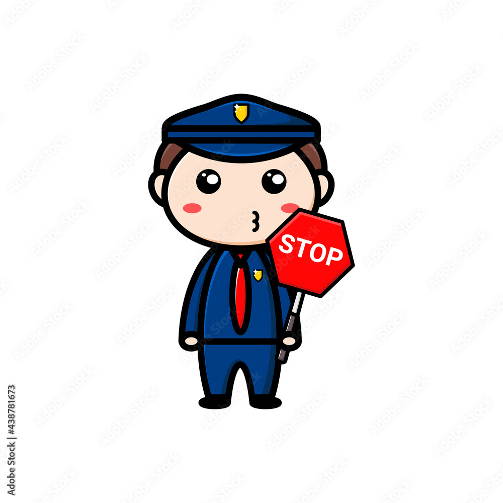 cute police character on white background