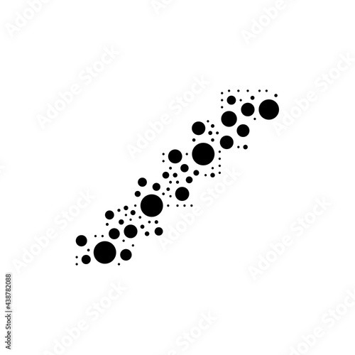 A large stairs symbol in the center made in pointillism style. The center symbol is filled with black circles of various sizes. Vector illustration on white background