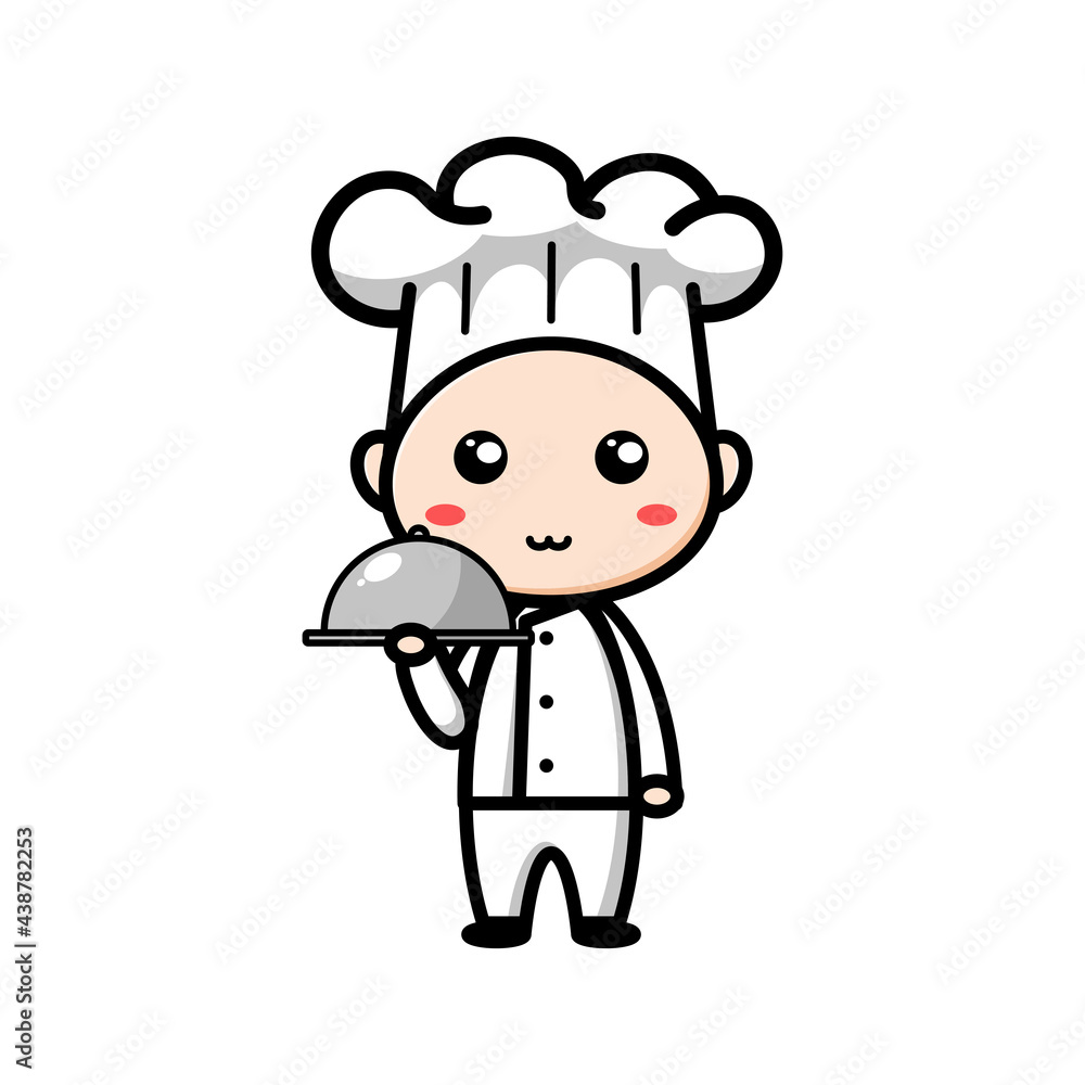 Obraz premium cute chef character on white background