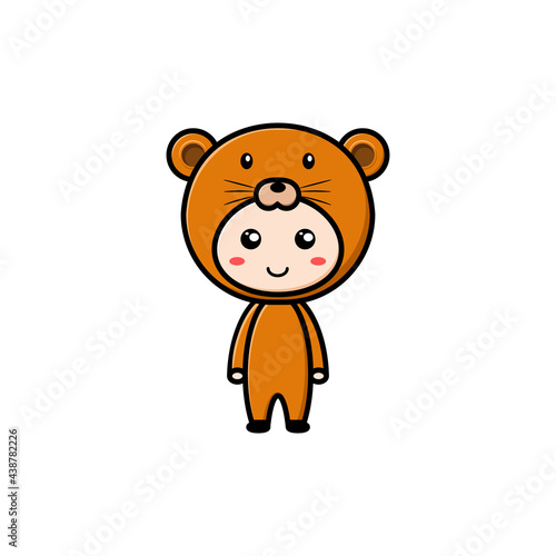 boy character wearing beaver costume on white background