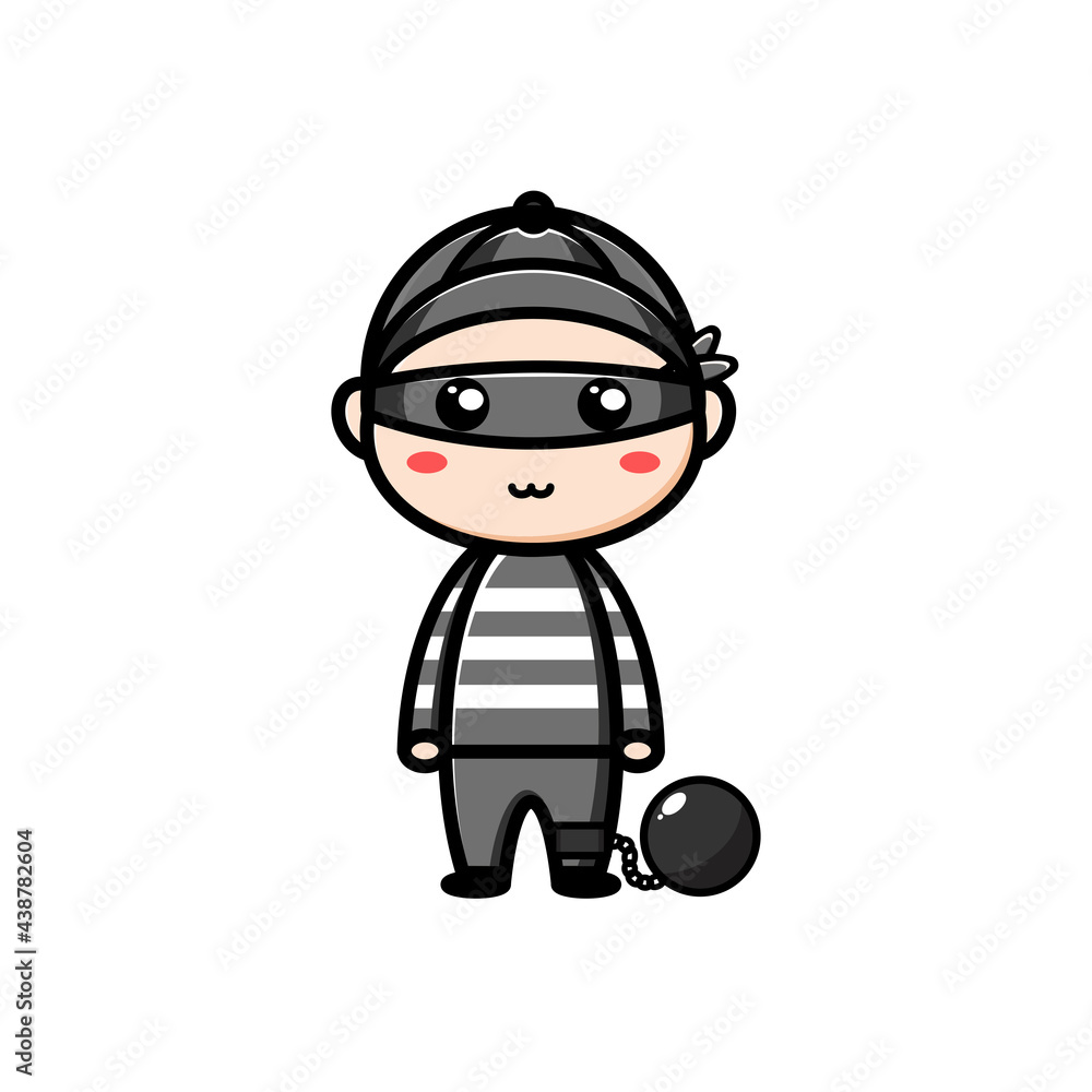 cute thief character on white background