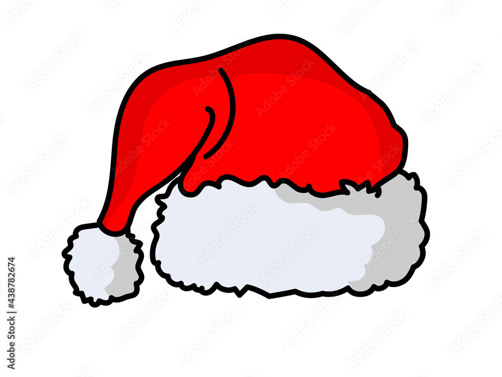 Santa hat vector illustration Red and white cap Santa hat vector illustration Red and white cap