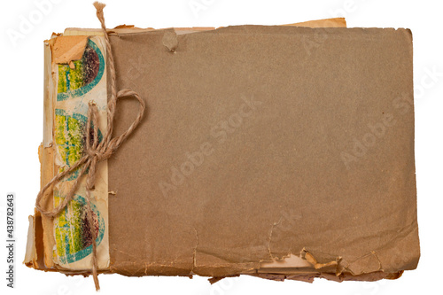 Old scrapbook isolated on white background