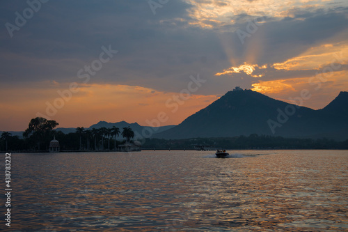 sunset over the lake