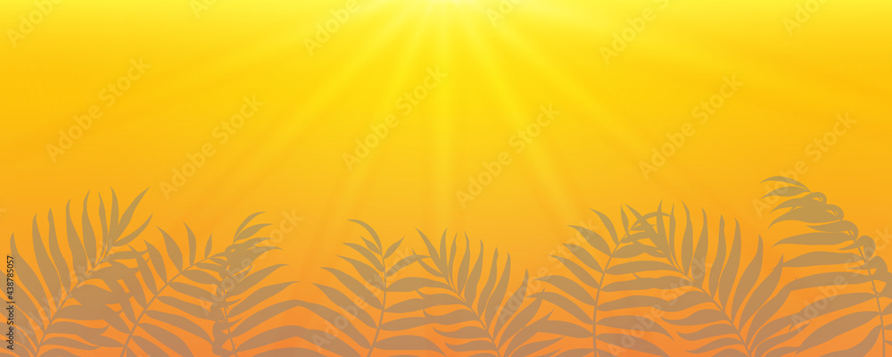 Abstract summer banner with palm leaves background Abstract summer banner with palm leaves background