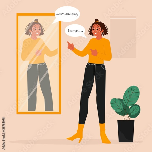 Girl practicing positive self talk for self care