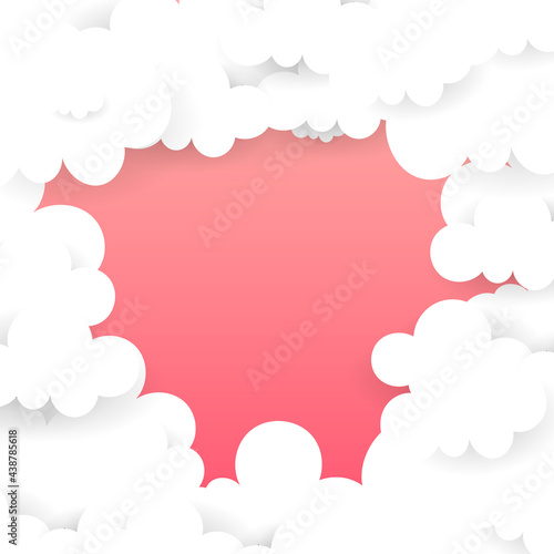 Fototapeta Naklejka Na Ścianę i Meble -  Cloud paper background with copy space, isolated on pink background. Vector Illustration EPS 10