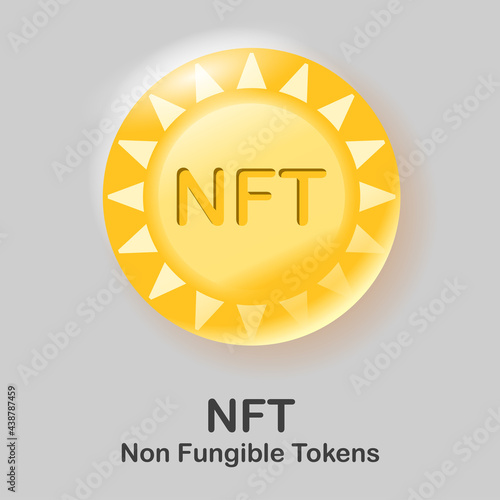 NFT Non Fungible tokens. Clean token coin. certifies a digital asset to be unique. vector illustration