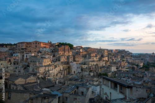 Fototapeta Naklejka Na Ścianę i Meble -  Sunrise in Matera. The city of stones. A panorama in Basilicata