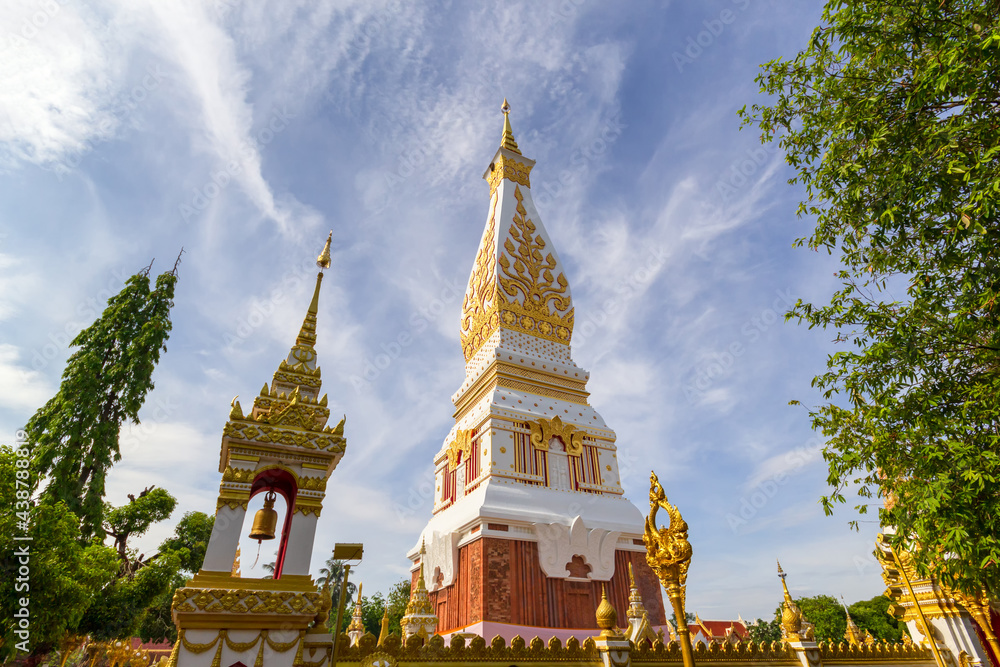 Beautiful white pagoda at Wat Phra That Phanom Temple, Nakhon Phanom Beautiful white pagoda at Wat Phra That Phanom Temple, Nakhon Phanom