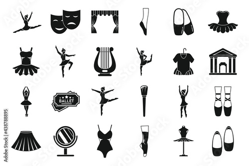 Ballet dance icons set, simple style
