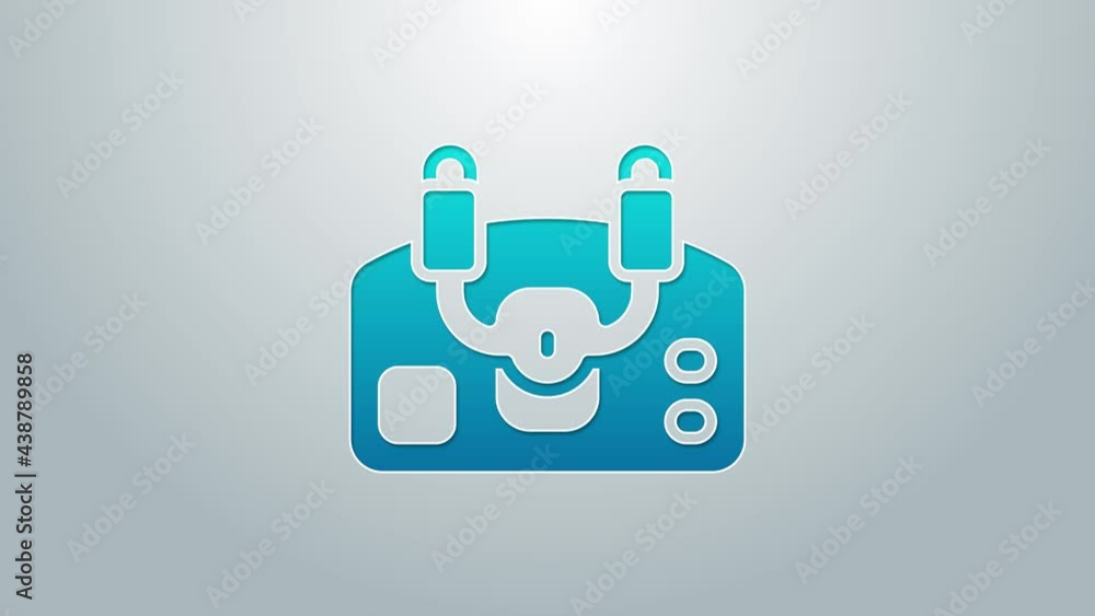 Blue line Aircraft steering helm icon isolated on grey background. Aircraft control wheel. 4K Video motion graphic animation Blue line Aircraft steering helm icon isolated on grey background. Aircraft control wheel. 4K Video motion graphic animation
