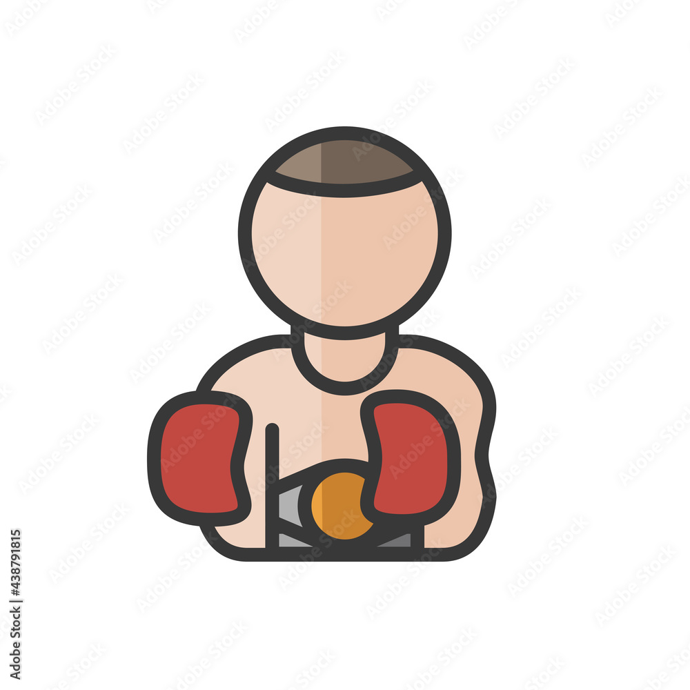 Fototapeta premium Boxer avatar. Man playing sport. Profile user, person. People icon. Vector illustration