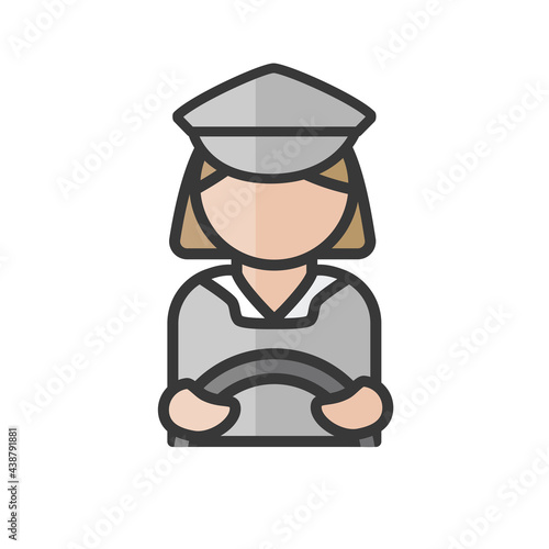 Female bus driver avatar. Woman driving a vehicle. Profile user, person. People icon. Vector illustration