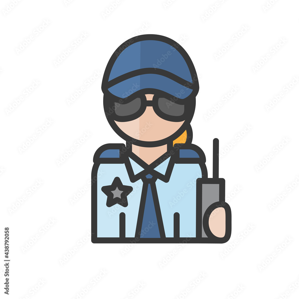 Female safeguard avatar. Woman working. Profile user, person. People icon. Vector illustration
