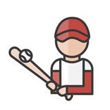 Baseball player avatar. Man playing sport character. Profile user, person. People icon. Vector illustration