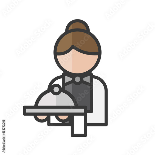 Female waiter avatar. Restaurant services character. Profile user, person, people icon. Vector illustration