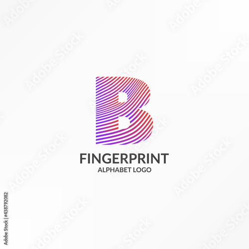 letter B abstract wave gradient stripes fingerprint vector logo design