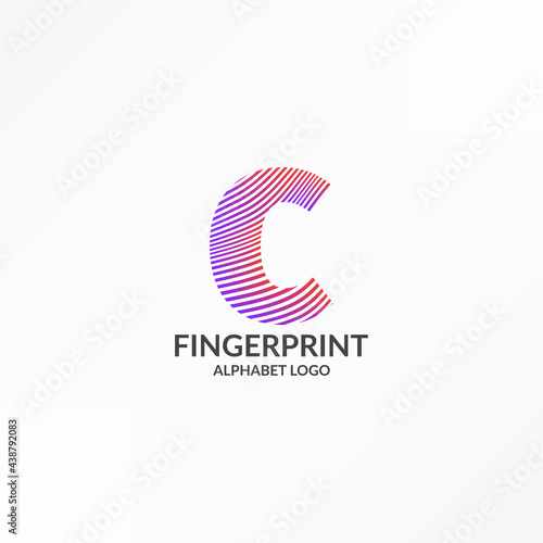 letter C abstract wave gradient stripes fingerprint vector logo design
