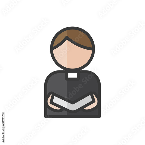 Priest avatar with bible. Religionist people. Catholic church icon. Profile user, person. Vector illustration
