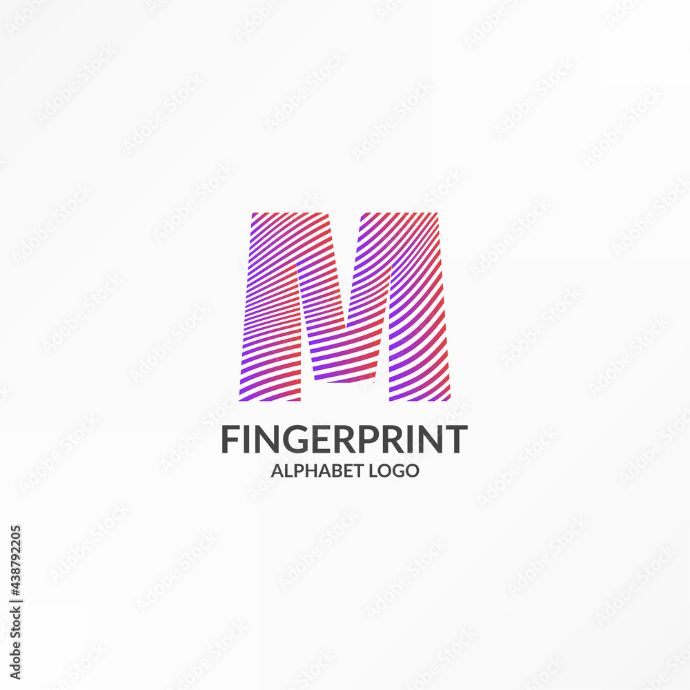 letter M abstract wave gradient stripes fingerprint vector logo design letter M abstract wave gradient stripes fingerprint vector logo design