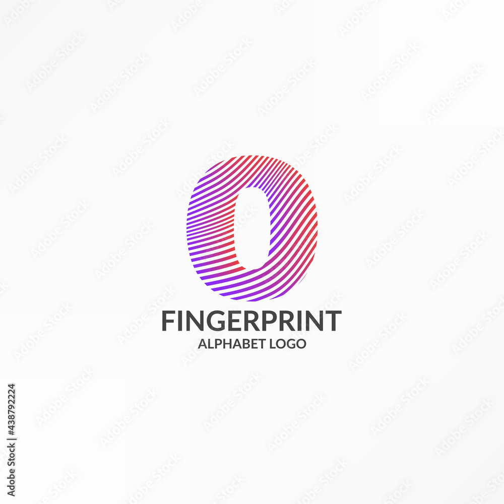 Fototapeta premium letter O abstract wave gradient stripes fingerprint vector logo design