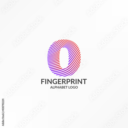 letter O abstract wave gradient stripes fingerprint vector logo design