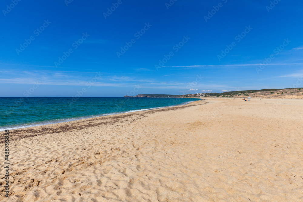 Beach landscape of the Italian island of Sardinia on the Mediterranean Sea