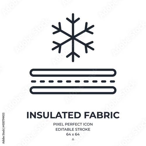 Insulated fabric editable stroke outline icon isolated on white background flat vector illustration. Pixel perfect. 64 x 64.