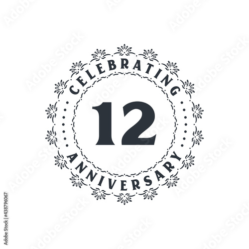 12 anniversary celebration, Greetings card for 12 years anniversary