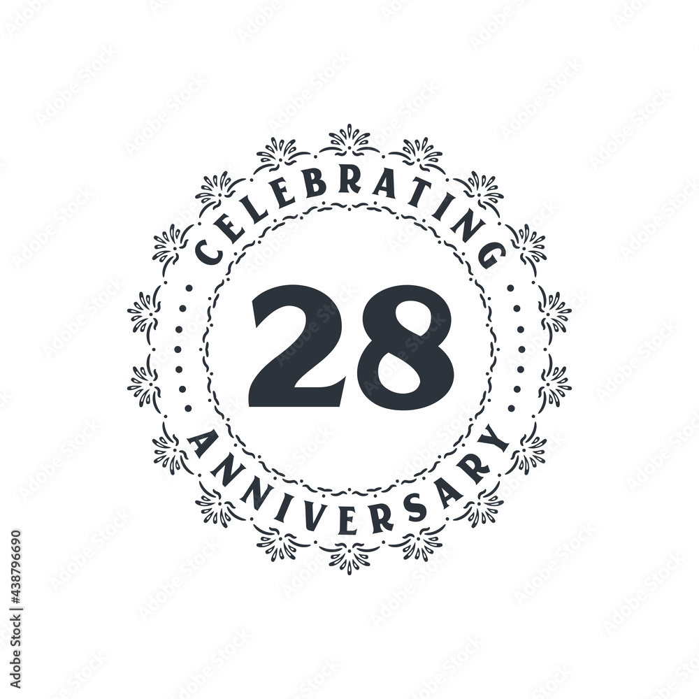 28 anniversary celebration, Greetings card for 28 years anniversary