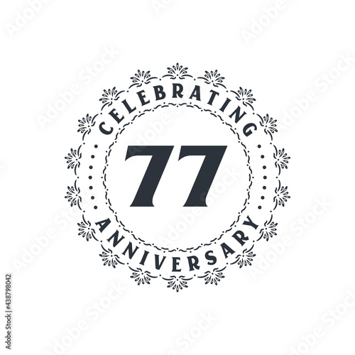 77 anniversary celebration  Greetings card for 77 years anniversary