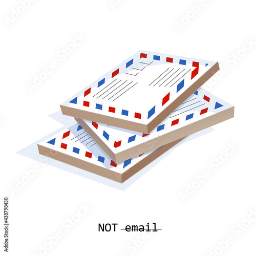 Vector image of three stacks of envelopes with..context. Concept. Not an email. EPS 10