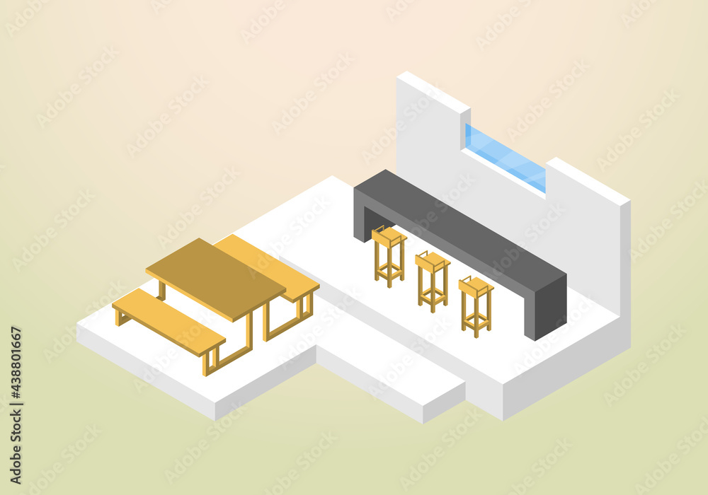 isometric design of cafe house or coffee shop vector template isometric design of cafe house or coffee shop vector template