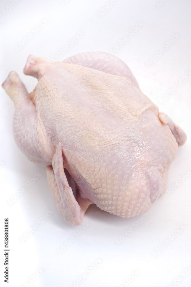 raw whole chicken on white background raw whole chicken on white background
