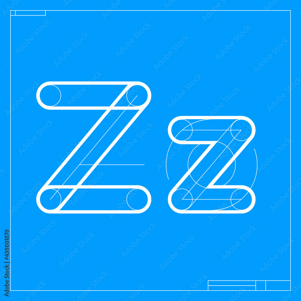Blueprint sketch letter Z logo with construction lines. Blueprint sketch letter Z logo with construction lines.