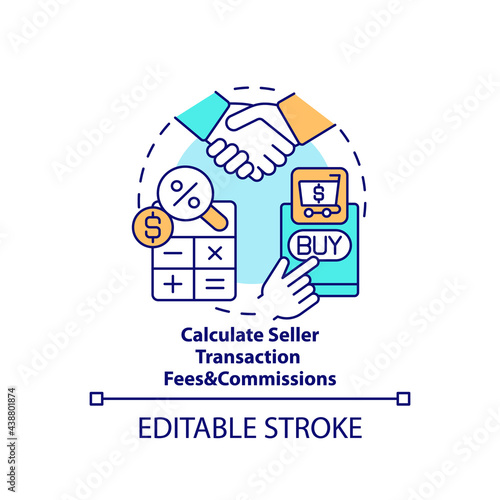 Calculate seller transaction fees and commissions concept icon. Payment transactions cost abstract idea thin line illustration. Vector isolated outline color drawing. Editable stroke