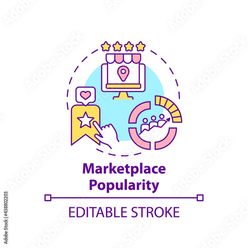 Marketplace popularity concept icon. Reaching large audience abstract idea thin line illustration. Increasing global online sales. Vector isolated outline color drawing. Editable stroke