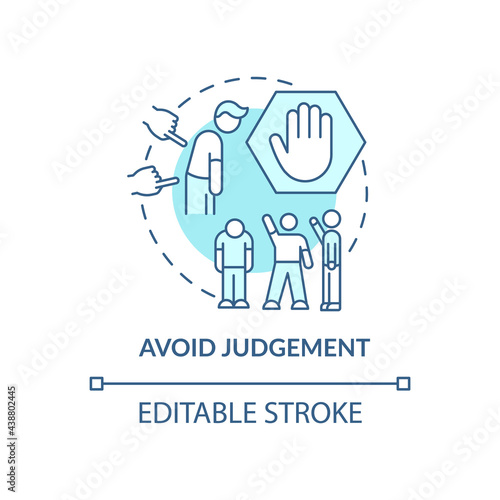 Avoid judgment concept icon. Racism at work abstract idea thin line illustration. Dealing with hidden prejudices. Unconscious bias. Vector isolated outline color drawing. Editable stroke
