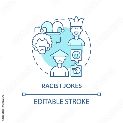 Racist jokes concept icon. Racism in social situation abstract idea thin line illustration. Derogatory remarks about person skin color. Vector isolated outline color drawing. Editable stroke photo